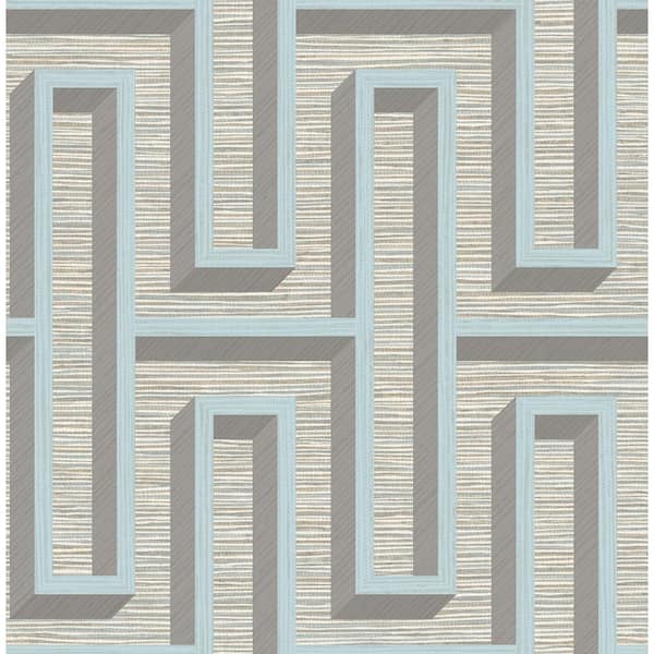 Advantage Henley Blue Geometric Grasscloth Textured Non-Pasted Non-Woven Wallpaper Sample