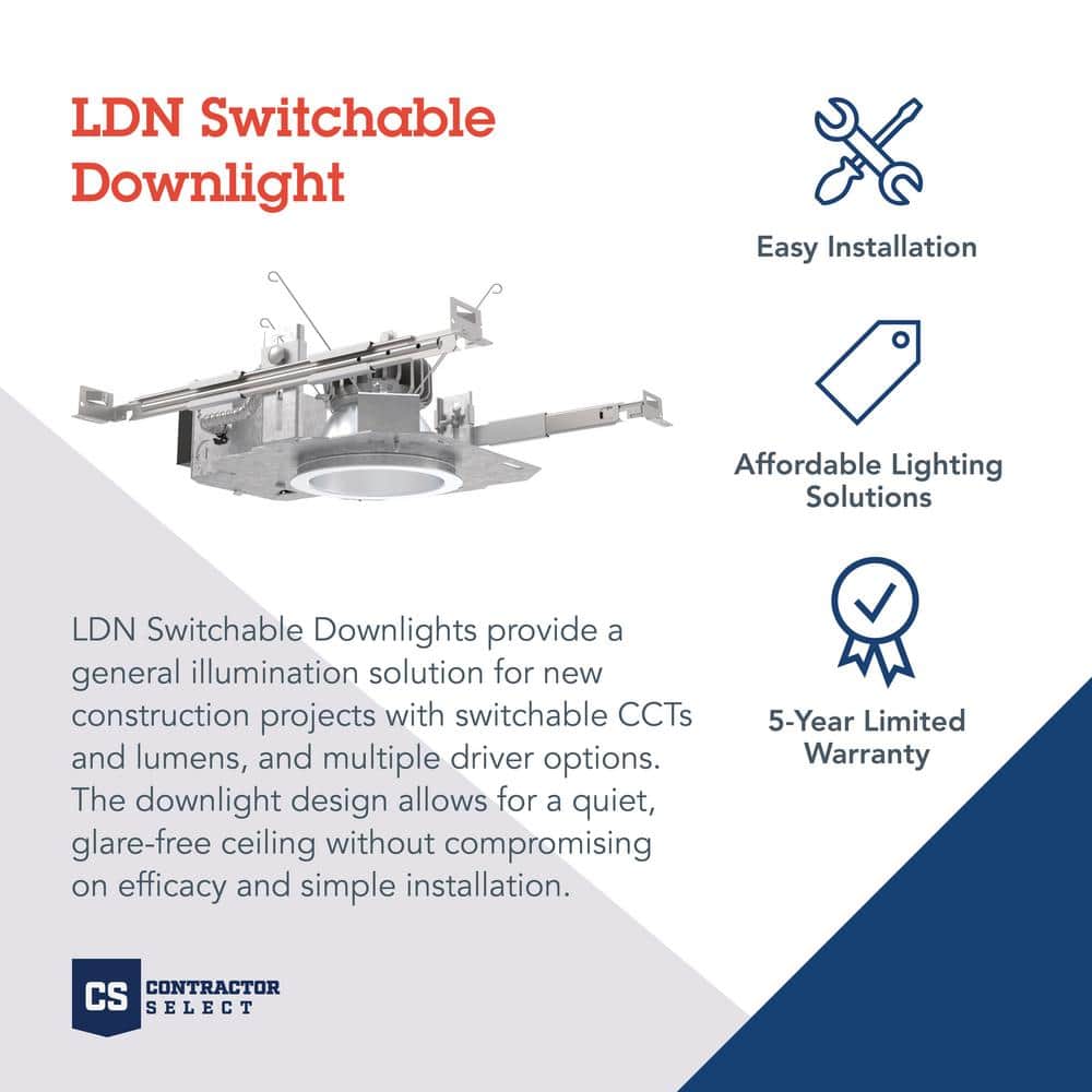 4'' Silver LED Recessed Lighting Kit with Adjustable Lumens