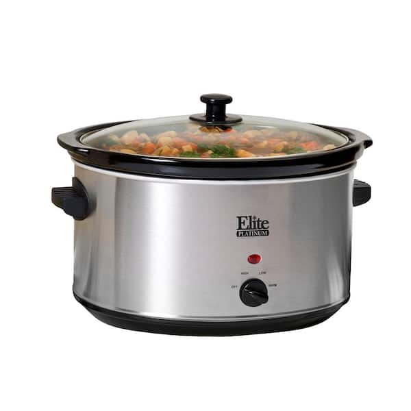 Elite Platinum 8.5 Quart Stainless Steel Programmable Slow Cooker with locking  lid