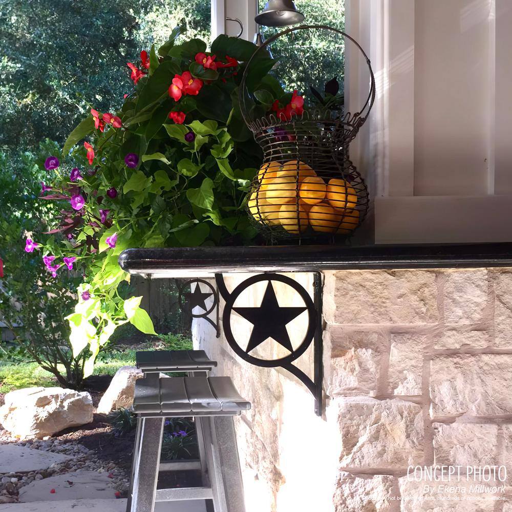 Powder Coated Black Wrought Iron Shelf Bracket with Triple Center Brace