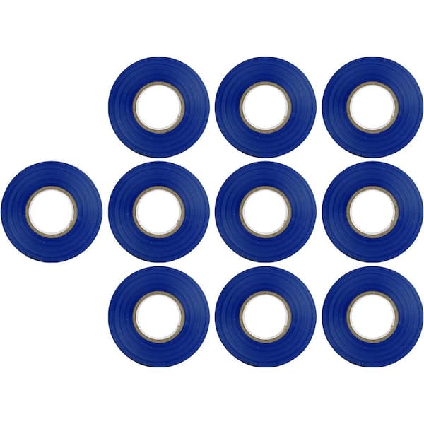 0.75 in. x 60 ft. Electrical Tape, Blue (10-Pack)