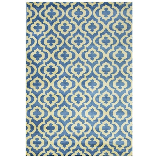 Unbranded Harel Blue/White 5 ft. x 7 ft. Polypropylene Area Rug