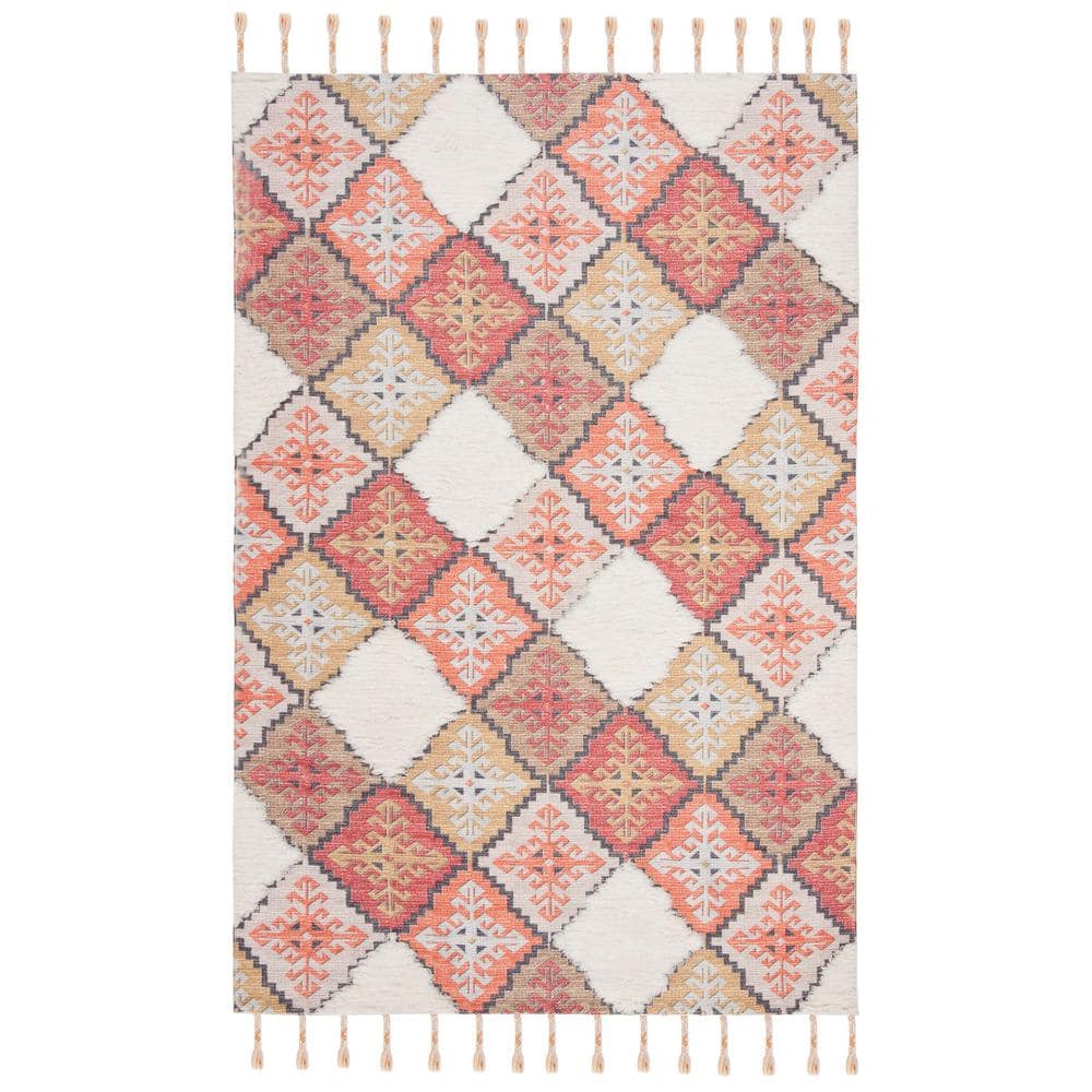 Rust Diamond Rug SAFAVIEH Saffron Rust/Ivory 4 ft. x 6 ft. Geometric Diamonds Area Rug ...