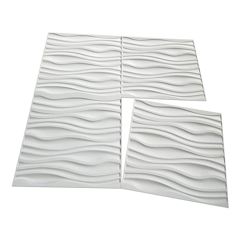 Wave Design White PVC 3D Wall Panels 19.7" x 19.7"