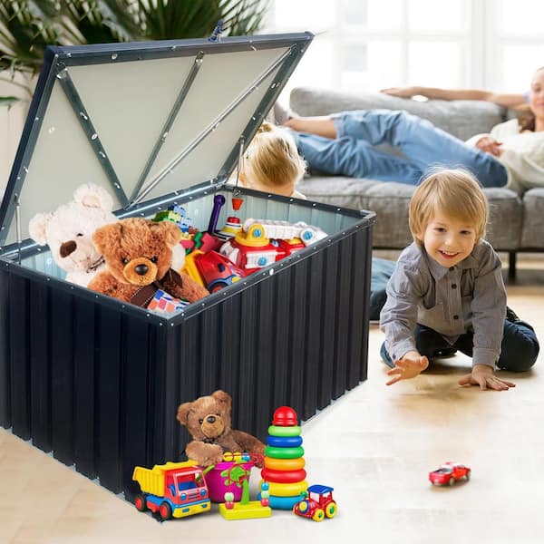 Black toy box store bench