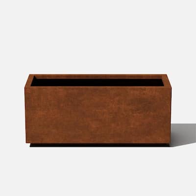 Corten Extra Large Rust Steel Metal Rectangular Planter with Drainage Holes (15 in. L x 38 in. W x 16.25 in. H)