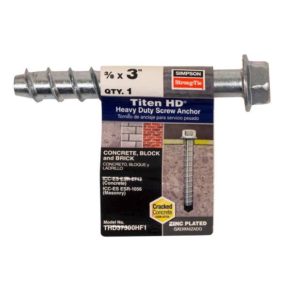 25 Box 3/8 x 4 Simpson Titen HD Countersunk Head Style Heavy-Duty Screw ...