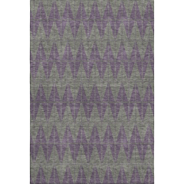 Mayfield Premium Machine Washable Abstract AMF2415 Plum 5 ft. x 7 ft. 6 in. Area Rug