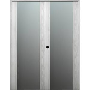 Vona 202 48 in. x 96 in. Right Hand Active Full Lite Frosted Glass Ribeira Ash Wood Composite Double Prehung French Door