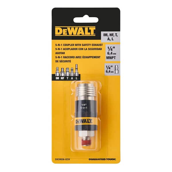 DEWALT 1/4" MNPT Universal Air Coupler – 6-Ball Quick Connect, Fits Industrial/Automotive/ARO, 300 PSI, 40 SCFM