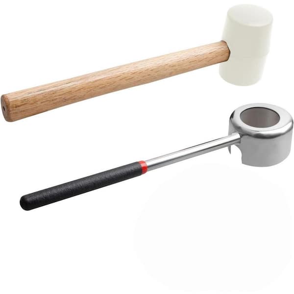 White Coconut Opening Tool Set with Rubber Mallet for Opening Young Coconuts