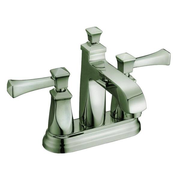 Yosemite Home Decor 4 in. Minispread 2-Handle Deck-Mount Bathroom Faucet in Brushed Nickel with Pop-Up Drain