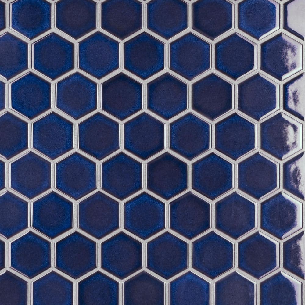 Tribeca 2 in. Hex Glossy Cobalt 11-1/8 in. x 12-5/8 in. Porcelain Mosaic Tile (10.0 sq. ft./Case) price history on PriceWatchPro