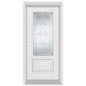32 in. x 80 in. Neo-Deco Right-Hand 3/4 Lite Zinc Finished Fiberglass Oak Woodgrain Prehung Front Door