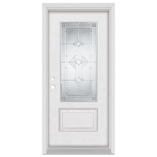 Stanley Doors 32 in. x 80 in. Neo-Deco Right-Hand 3/4 Lite Zinc Finished Fiberglass Oak Woodgrain Prehung Front Door