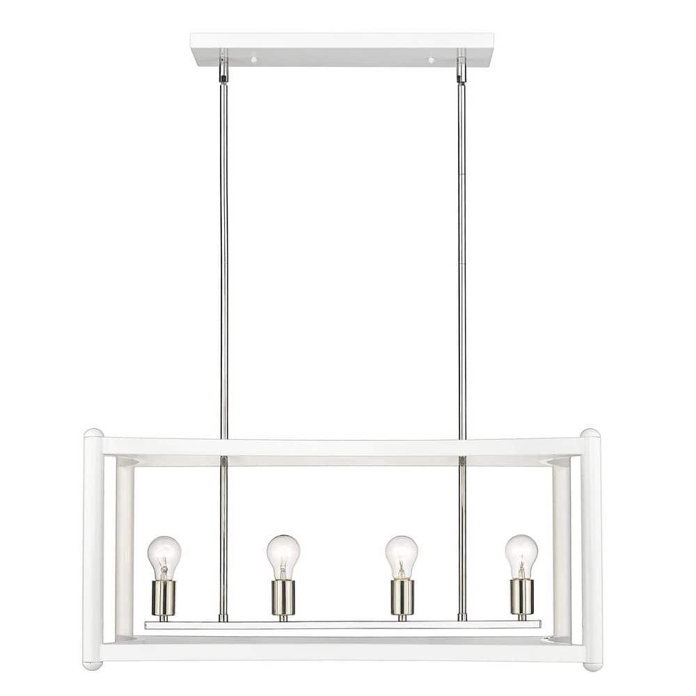 Contemporary Coyle 16'' Polished Nickel White Island Pendant