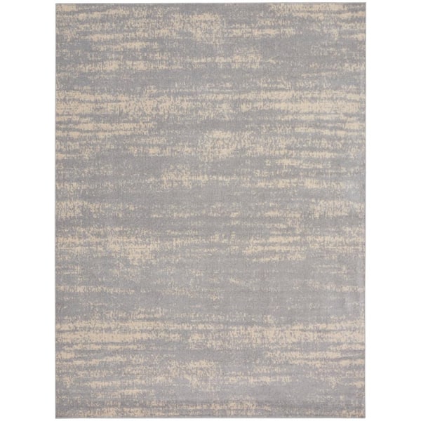 Nourison Essentials Grey Beige 9 ft. x 12 ft. Abstract Contemporary Area Rug