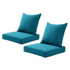 Outdoor/Indoor Deep-Seat Cushion 24 in. x 24 in. x 4 in. For The Patio, Backyard and Sofa Set of 2 Peacock