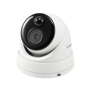 Wired 4K White Dome Camera w Audio and True Detect Motion Sensor