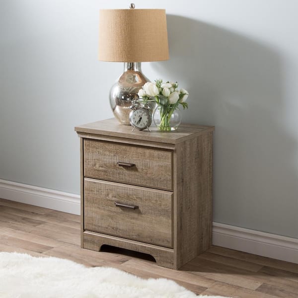 South Shore Versa 2-Drawer Weathered Oak Nightstand