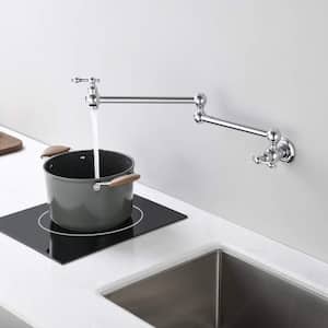 Commercial Wall Mount Kitchen Pot Filler Faucet with Single Handle in Chrome