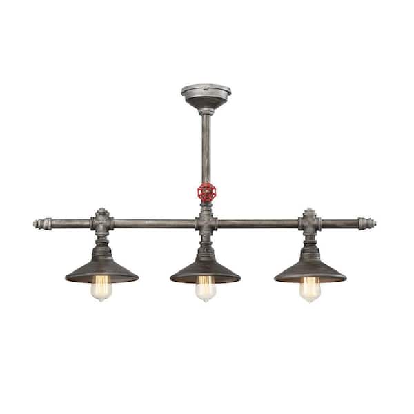 Eurofase Zinco Collection 3-Light Aged Silver Chandelier