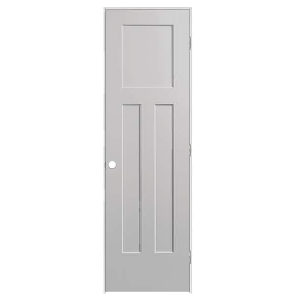 Masonite 24 in. x 80 in. 3-Panel Winslow Left-Hand Hollow Core Silver Bullet Molded Composite Single Prehung Interior Door
