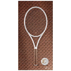 24 in. x 48 in. "Louis Vuitton Vibes Racquet" Unframed Floating Tempered Glass Panel Sports Art Print Wall Art