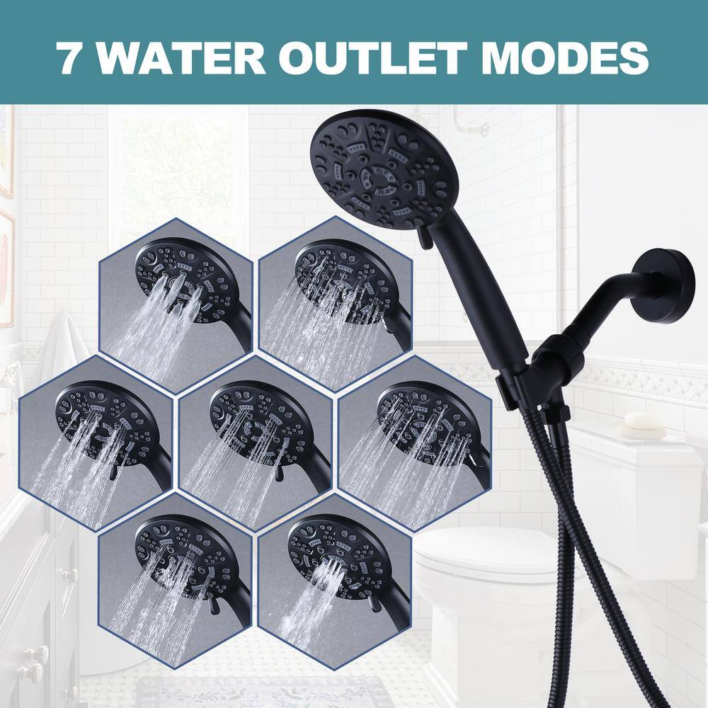 Matte Black Single Handle 7-Spray Wall Mounted Shower System