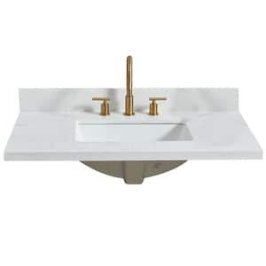 Jaen 37 in. W x 22 in. D Engineered Stone Composite White Rectangular Single Sink Vanity Top in Grain White