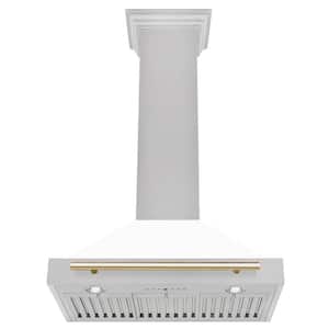 Autograph Edition 30 in. 400 CFM Ducted Vent Wall Mount Range Hood in Fingerprint Resistant Stainless & White Matte