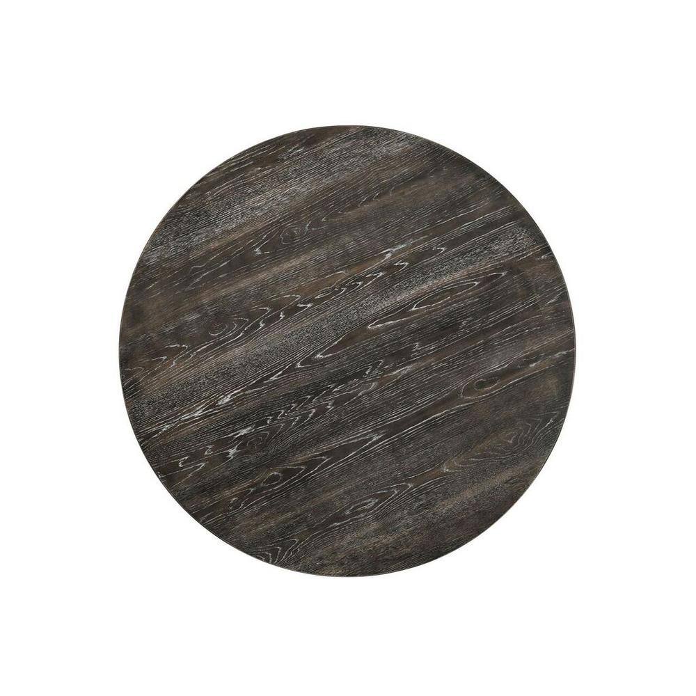 Empire Column Farmhouse Round Dining Table in Weathered Gray