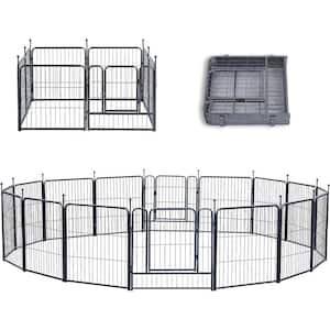 40 in. H Dog Pens Foldable 24-Panels Heavy-Duty Metal Portable Dog Playpen Anti-Rust Exercise Dog Fence with Doors