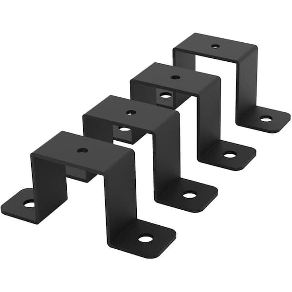 NVNOO 3.5 in. Deck Fence Tie for 1.5 in. x 1.5 in. Post, U-Shaped Bracket for Pipes, Balcony Stairs Railing, Black (4-Pack)