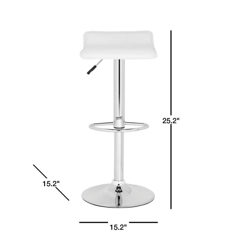 White Adjustable Swivel Backless Metal Bar Stool
