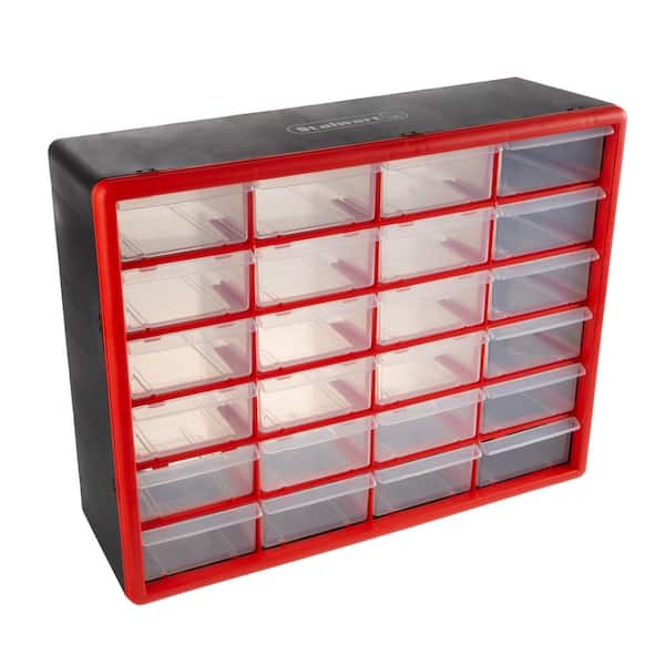 Small Parts Organizer Tool Storage Holder Drawer Shop Garage 40 Compartment Red 