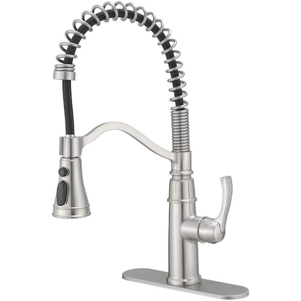 Unbranded Single Handle Pull-Down Sprayer Kitchen Faucet with Flexible and Power Clean in Brushed Nickel
