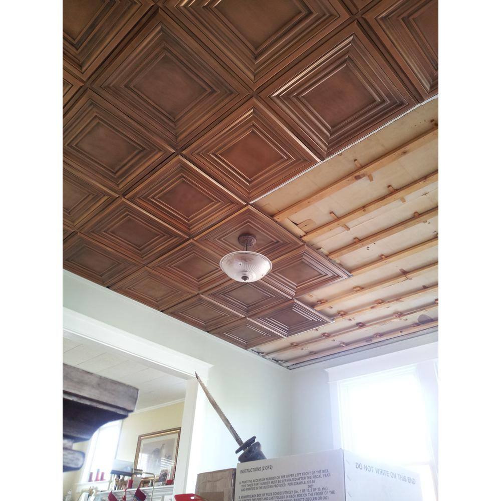 Washington Square Aged Copper 2 ft. x 2 ft. PVC Ceiling Tile