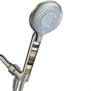 15-Stage Water Filter Cartridge Handheld Shower Head, 3 Spray Mode with 60 in. Hose, Bracket for Hard Water in Nickel