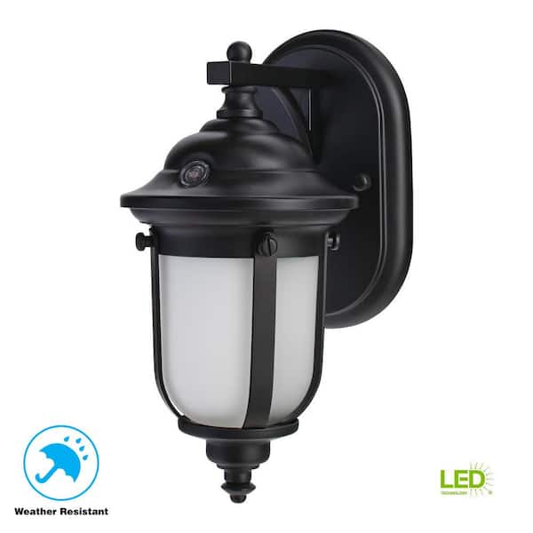 Home Decorators Collection LED Exterior Wall Lantern Sconce with Dusk to Dawn Control
