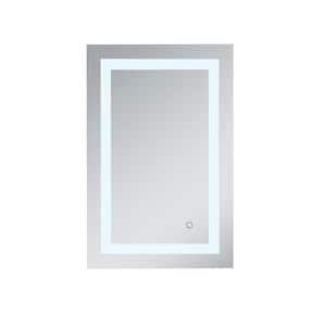 Timeless 20 in. W x 30 in. H Framed Rectangular LED Light Bathroom Vanity Mirror in Silver