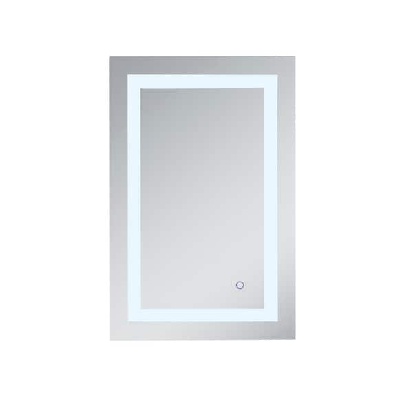 Unbranded Timeless 20 in. W x 30 in. H Framed Rectangular LED Light Bathroom Vanity Mirror in Silver