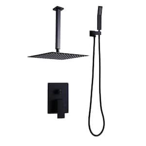 8-Spray 12 in. Wall-Mounted Dual Shower Head and Handheld Shower Head 1.8-GPM in Matte Black