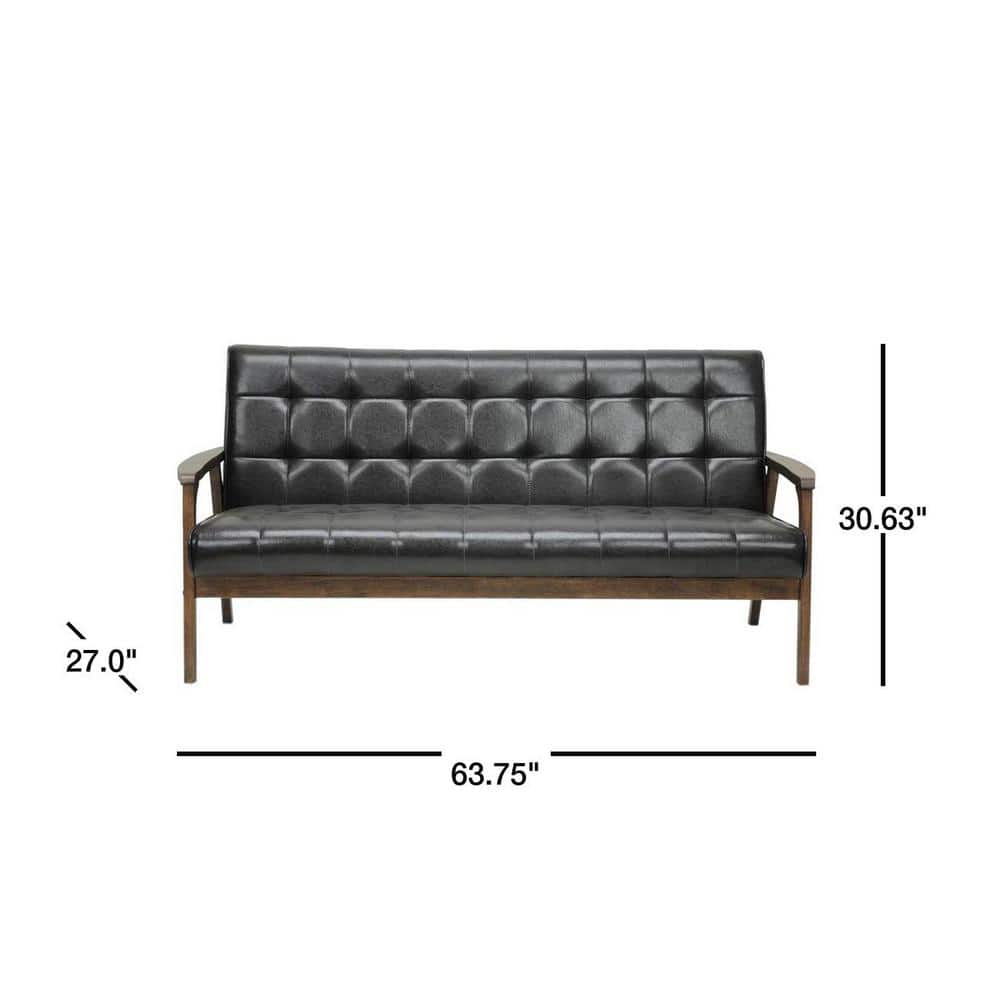 Mid-Century Masterpiece Brown Faux Leather Loveseat