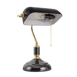 YANSUN 15 in. Gold Finish Vintage Bankers Lamp with Green YANSUN 15 in. Gold Finish Vintage Bankers Lamp with Green