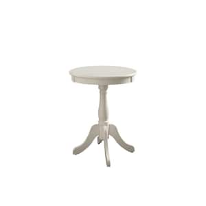 18 in. W White Wood Traditional Round Pedestal Table Side Table