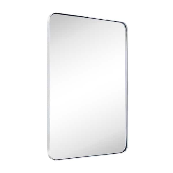 Kengston 30 in. W x 48 in. H Rectangular Stainless Steel Framed Wall Mounted Bathroom Vanity Mirror in Polished Nickel