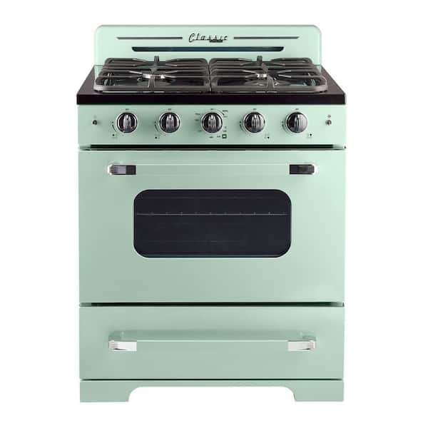 Classic Retro 30 in. 3.9 cu. ft. Retro Gas Range with Convection Oven in Summer Mint Green