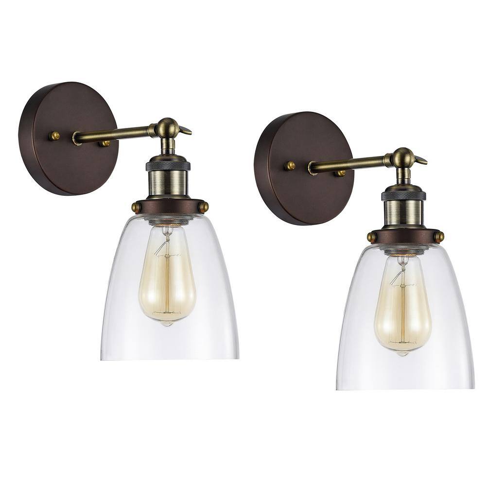 11.25 in. 1-Light Oil Rubbed Bronze Indoor Downlight Wall Sconce with Clear