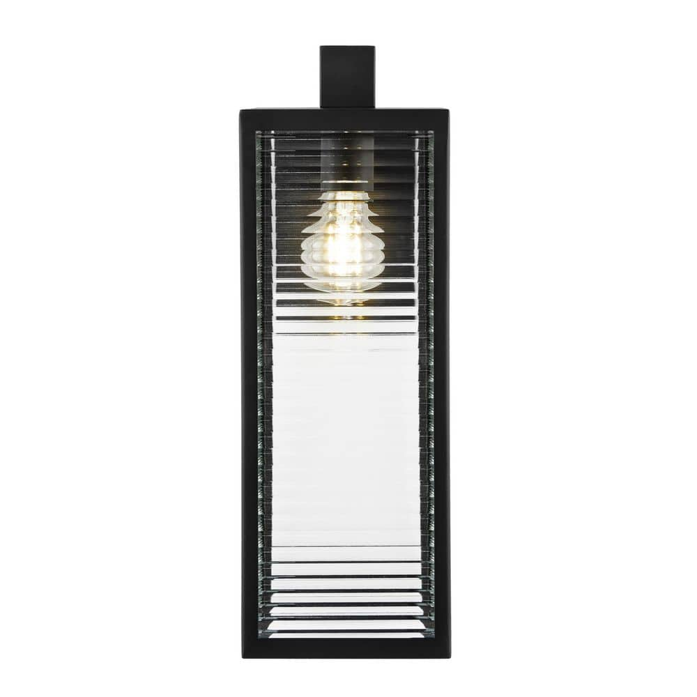 Lurelane 17 in. Matte Black 1-Light Outdoor Line Voltage Wall Sconce with No Bulb Included -  Hampton Bay, HB7101-43